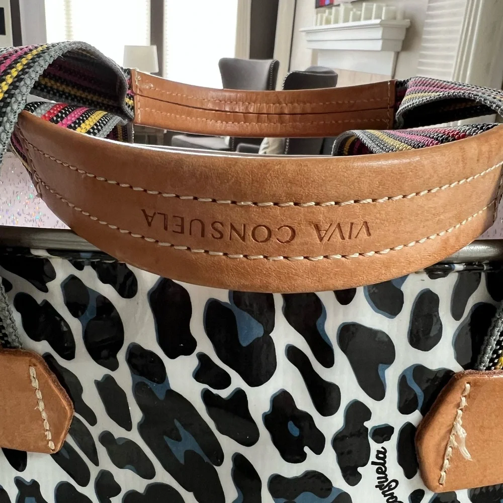 Consuela Leopard Print Tote with Multicolor Straps - Picture 4 of 8
